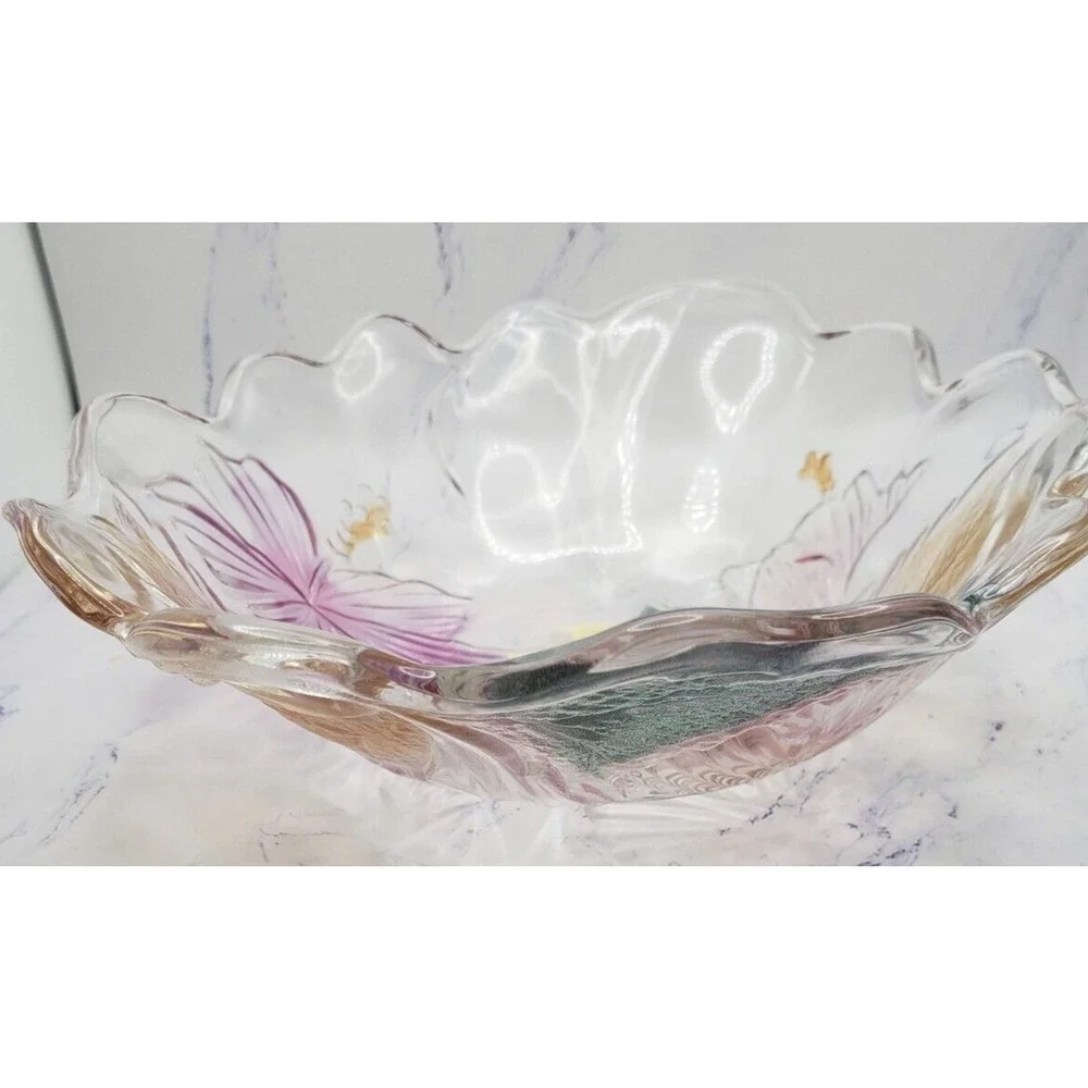 Mikasa Studio Nova Crystal Embossed Floral Pattern 8 Inch Serving Bowl